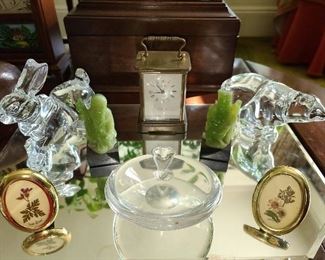 Baccarat Bunny Crystal Figurine, Steuben Ashtray, & Hand Signed Artist Polar Bear Figurine