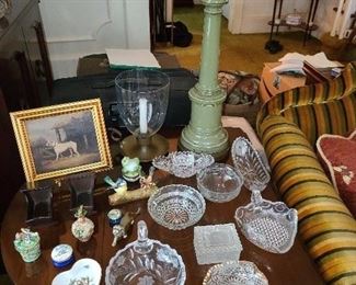 Assorted Crystal Dishes & Lamp