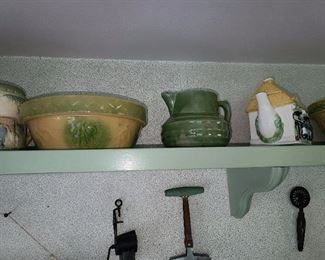 Large Collection Of Green-Glazed Pottery Wares Including Bowls (20th Century) 
