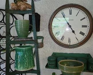 Large Collection Of Green-Glazed Pottery Wares Including Bowls (20th Century). Racks Sold. 