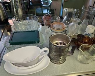 Assorted Kitchen Glassware, Pots, Pans, Tools, Etc. 