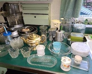 Assorted Kitchen Glassware, Pots, Pans, Tools, Etc. 