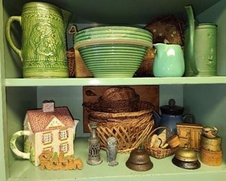 Large Collection Of Green-Glazed Pottery Wares Including Bowls (20th Century) 