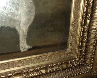 ORIGINAL ROBERT BRERETON "COLONEL TWEEDY;S HORSES" OIL ON CANVAS WITH ATTACHED LABEL ON REVERSE. SIGNED AND DATED 1823. SUPER RARE! 