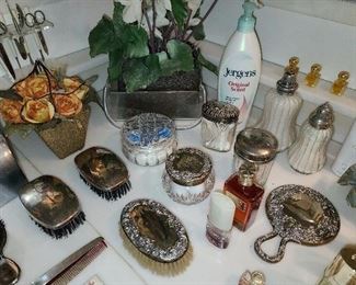 Assorted Bathroom Contents Including Designer Perfume, Kosta Boda Figurines, Etc. 