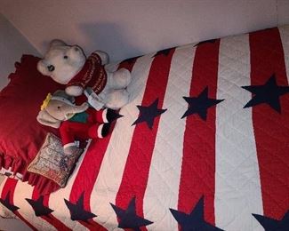 American Flag Quilt Bed Cover 