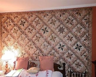 MASSIVE 'STAR OF BETHLEHEM PIECED COTTON QUILT' (APPROXIMATELY 8 FEET BY 8 FEET) 