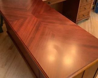 L Shaped Desk with Cherry Wood Finish