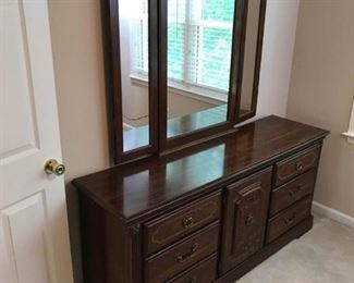 Ornate Dresser and Large Vanity Mirror