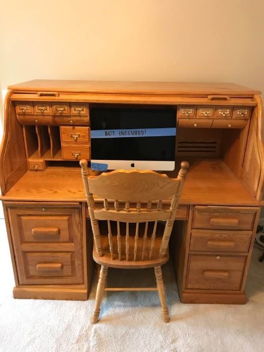 Roll Top Desk and Chair