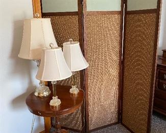 Antique Accent Table-Antique Screen/Room Divider-Lamps