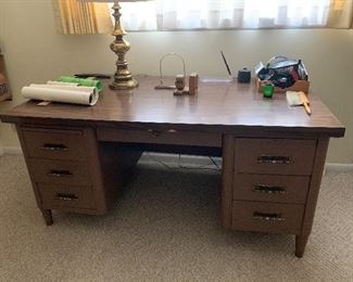 #9 Vintage wooden desk with 7 drawers 60"x24"39" $25.00