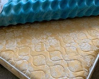 #14 King wooden headboard with mattress, box spring and bedding $50.00
