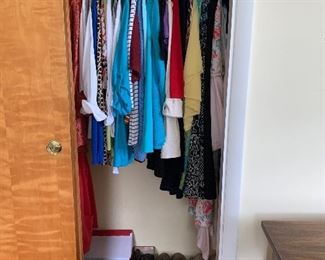 Women’s clothing size small and medium. Women’s shoes size 9 and 10.