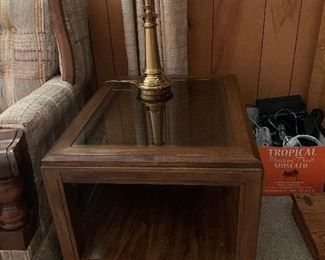 #29 Wooden end table a drawer and shelf $40.00
