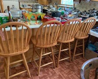 #41 Oak barstool 25" height 4@ $20 each "as is". (Some scratches)