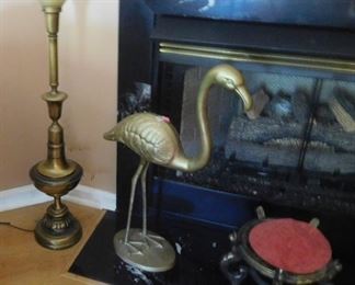 Brass Lamp and Flamingo 