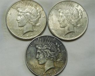 1923 and 1934 Peace Dollars