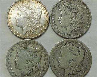 1885 -1890 -1891 and 1901 Morgan Dollars