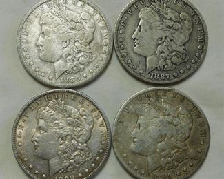 1883 -1887 -1898 and 1899 Morgan Dollars
