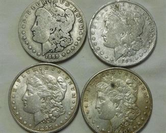 1889 -1891 -1897 and 1901 Morgan Dollars