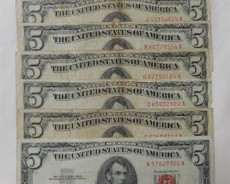 1953 and 1963 $5 Red Notes