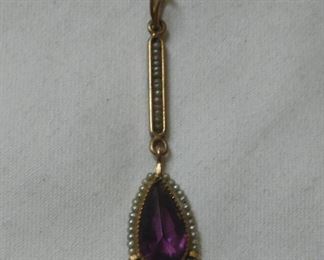 10 k Amethyst and Pearl Pendant