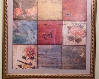 decorative print, collage. Matted and framed with glass. approx. 18 x 18 inches. WAS $200, NOW $25. 