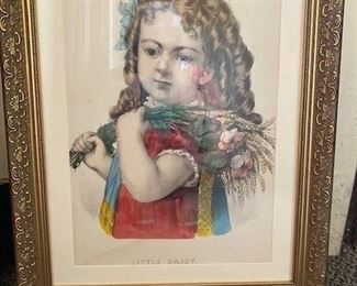 Little Daisy Currier and Ives antique print, matted and framed approx. 12 x 15 inches. WAS $200, NOW $75. 