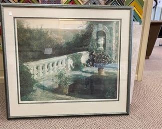 Framed print, “On the Terrace.” 38 x 34 inches. NOW $100.