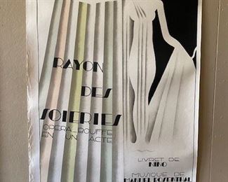  French poster from the 1930s, Rayon des Soierues, on linen, 30 x 46 inches, unframed. NOW $100 