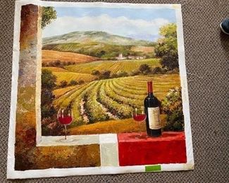 Oil on unstretched canvas, Tuscan Wine, 30 x 30 inches. NOW $150