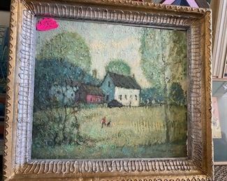 Framed Oil on canvas, Summer Frolic by Richard Mouw. 19 x 17 inches. NOW $150