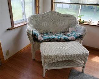 Wicker sofa and table