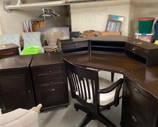 Pottery Barn 5 piece desk, includes chair and 3 top unit for storage. $650