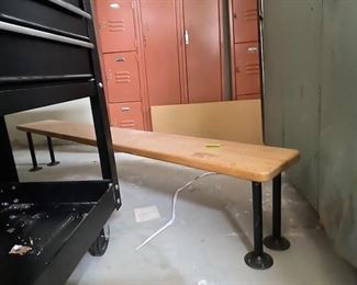 Wood Bench with steel legs that you can mount to the floor - $50