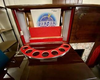 Vintage 1060's Record Console with Bar and Faux Fireplace. A Collectible.