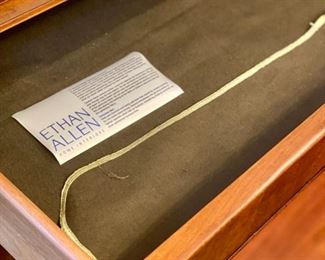 Lot 1501 Asking $4,250.00 Ethan Allen Townhouse Dining Table with Silverware Drawer built in.