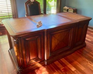 Lot 1518 Asking $795.00 Wow!! "The Sheridan" Executive Desk" Custom from Walter E. Smithe includes Leather Top, 2 File Drawers, 2 Writing Drawers and 2 Storage Drawers. Beautiful Home Office Desk. 71" L x 36" D x 30.5" H Orig. Pd $1982.00