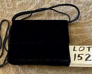 Lot 1523 $15.00 Unbranded Small Crossbody Black Velvet Handbag/Evening Bag. 8" W x 6.5" H