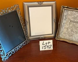 Lot 1542 $25.00 3 Pc Lot. 3 Brushed Nickel Picture Frames for 8" x 10" Photos