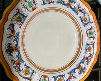 Lot 1548 $250.00 (Retails for $560.00) Sur La Table Nova DeRuta Pottery Dinnerware service for almost 8 - includes 7 dinner plates and 8 mugs (one not shown),, 8 salad and 8 soup plates. Serving pieces sold separately, Microwave safe hand-crafted in Italy. Retails for $560 Asking $250. Classic good looks.