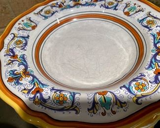 Lot 1548 $250.00 Note the silverware marks on this plate - you can scrub lightly with soft scrub or Bon Ami to remove. (The set Retails for $560.00) Sur La Table Nova DeRuta Pottery Dinnerware service for almost 8 - includes 7 dinner plates and 8 mugs (one not shown),, 8 salad and 8 soup plates. Serving pieces sold separately, Microwave safe hand-crafted in Italy. Retails for $560 Asking $250. Classic good looks.