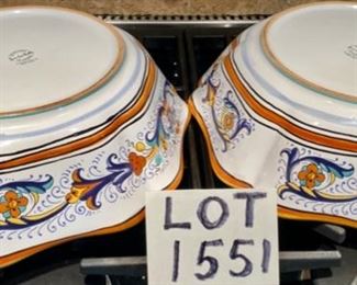 Lot 1551 $50.00 Sur La Table two Large Deruta Pottery Serving Bowls - perfect for Pasta or Salads. Retails $49.99 each