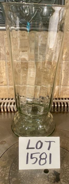 Lot 1581 $10.00. Tall Hand-blown Vase, 14-1/4" high - Beautiful!