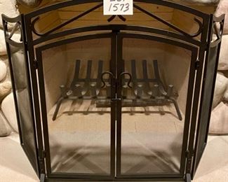 Lot 1573 $185.00 Wrought Iron 3 Fold Large Fireplace Screen. Usually these stay with the home, so a very nice find.
