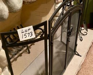 Lot 1573 $185.00 Wrought Iron 3 Fold Large Fireplace Screen. Usually these stay with the home, so a very nice find.