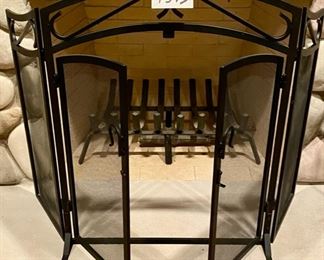 Lot 1573 $185.00 Wrought Iron 3 Fold Large Fireplace Screen. Usually these stay with the home, so a very nice find.