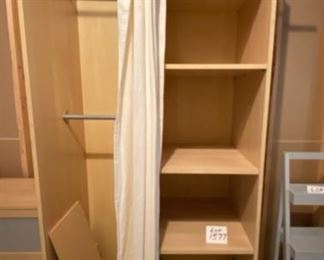 Lot 1577 $215.00 Sending kids off to school or their first apartment? Here are some fun Ikea pieces that are perfect for that tiny studio or room! Ikea PAX Closet/2-Sided Wardrobe With 4 Shelves on one, and Clothes Closet on the Other. 91" H x 39.5" W x 26.5" D. Canvas Curtain.