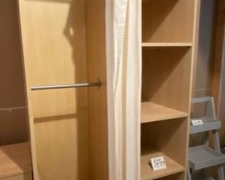 Lot 1577 $215.00 Sending kids off to school or their first apartment? Here are some fun Ikea pieces that are perfect for that tiny studio or room! Ikea PAX Closet/2-Sided Wardrobe With 4 Shelves on one, and Clothes Closet on the Other. 91" H x 39.5" W x 26.5" D. Canvas Curtain.